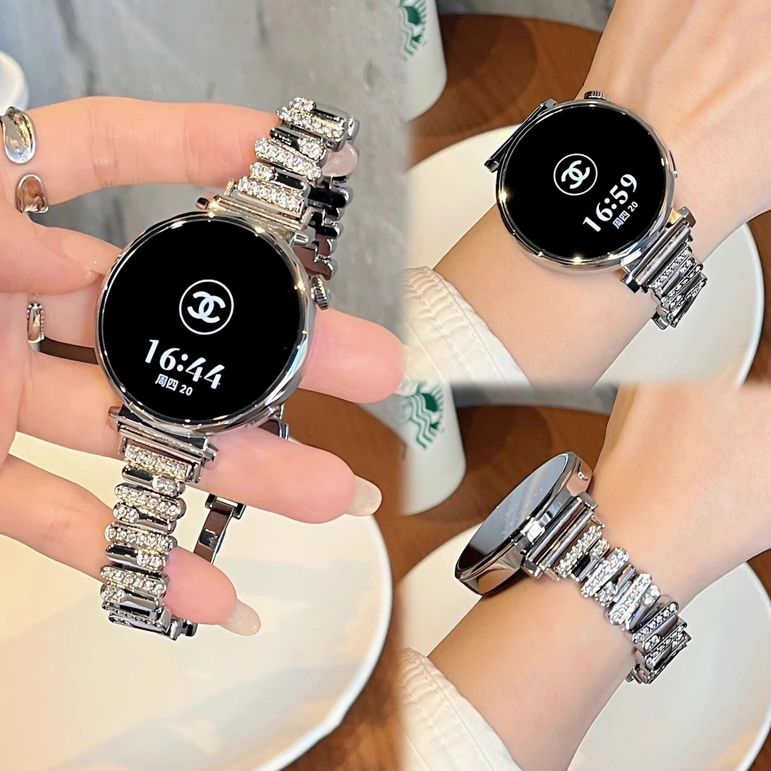 适用华为蝴蝶扣镶钻不规则金属手表表带watch3watch4GT3GT4GT5pro