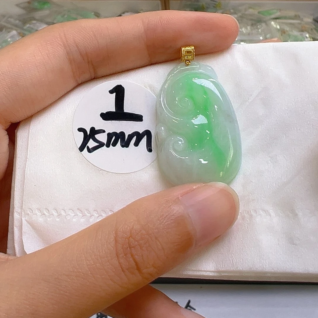 翡翠18K金镶嵌吊坠(不含链)翡翠