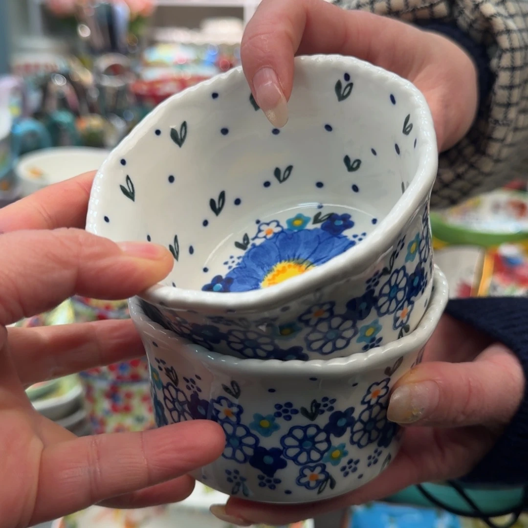 陶瓷勿忘我4英寸烤碗2只