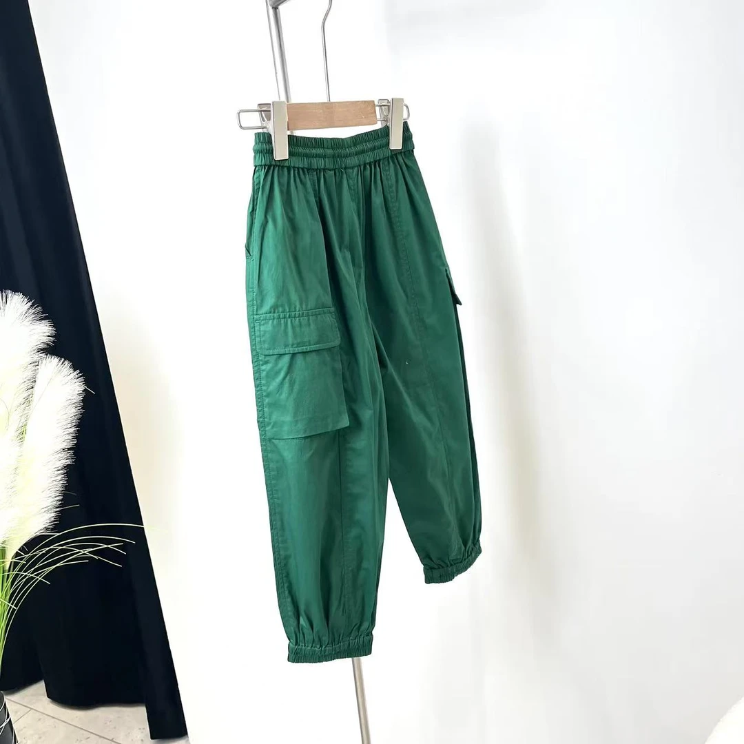 新款百搭绿色长裤 D43 6303 (高奢亲子系)