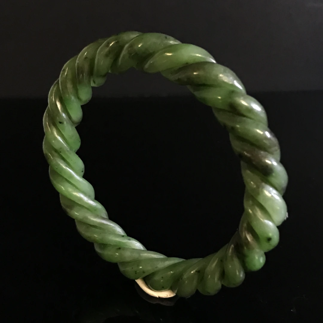 20世纪和田碧玉绞丝手镯/HY516652/金玉良缘/槐荫山房
