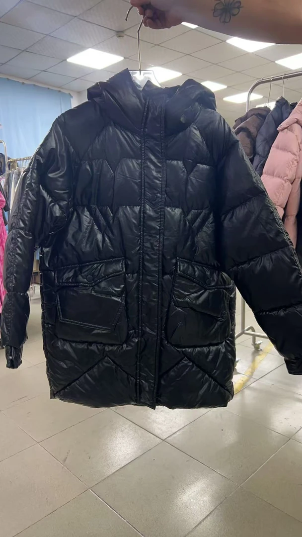 【qiuqiu】印花长袖常规保暖标准连帽棉服加绒黑色秋冬#2