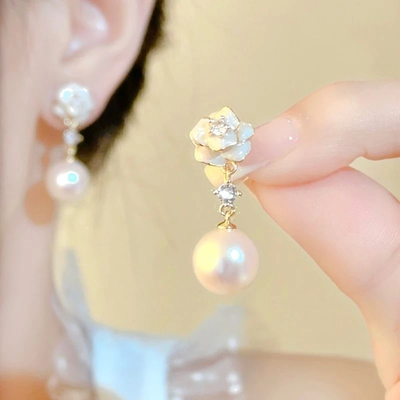 温柔小香风花朵流苏无耳洞蚊香盘耳夹法式耳环女