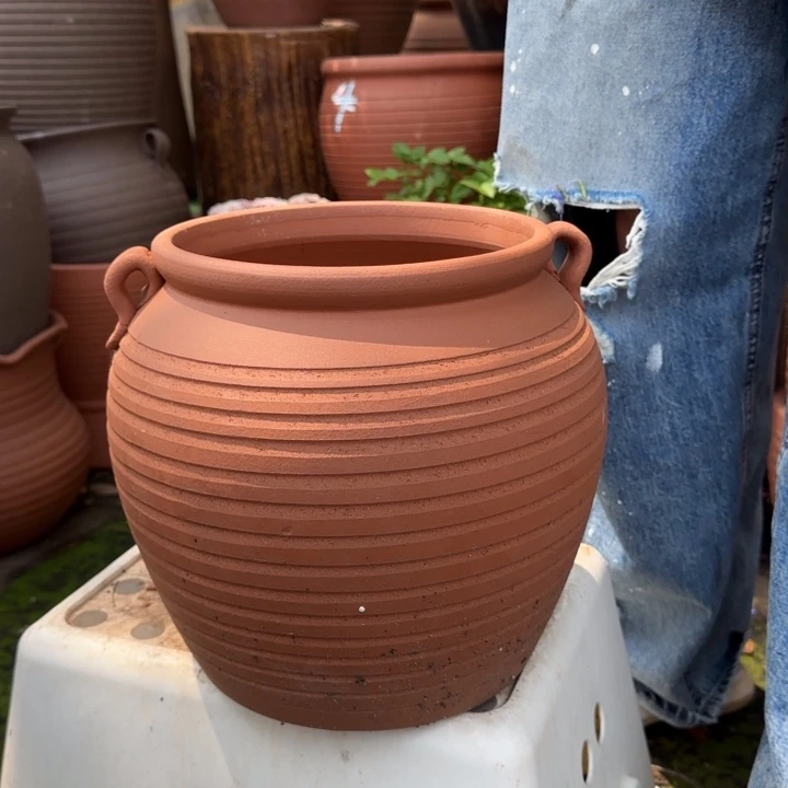 紫砂花盆口21高25宜兴紫砂瑕疵底部火裂