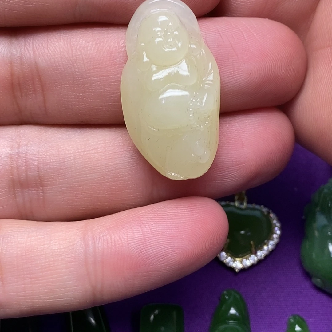 和田玉（碧玉）银S925镶嵌吊坠(不含链)