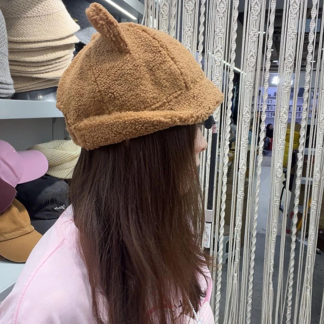 棉涤纯棉小猫渔夫帽