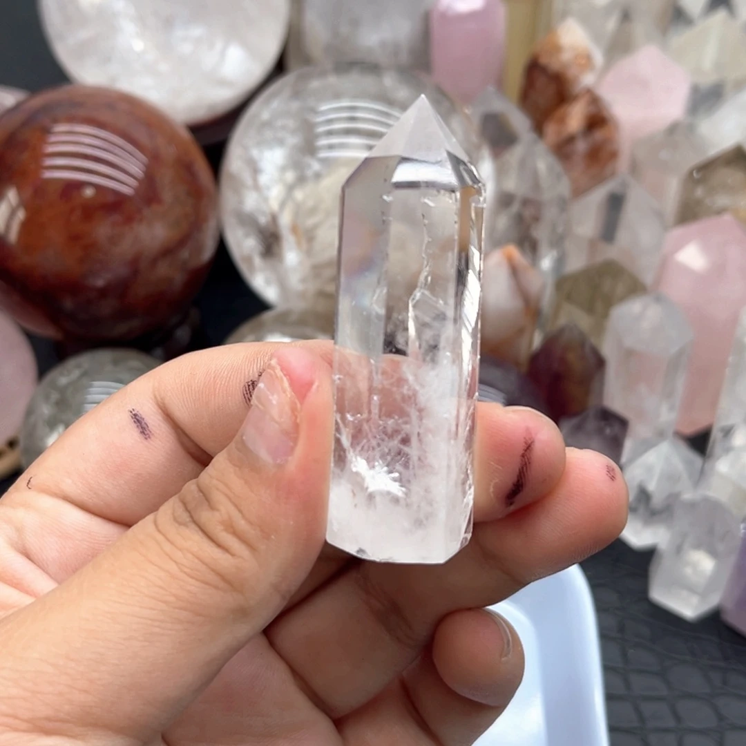 未镶嵌水晶珠宝半成品55 白水晶柱子