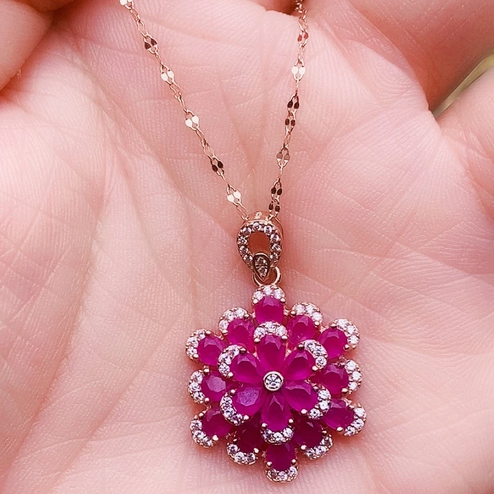 颈饰红宝石银S925镶嵌