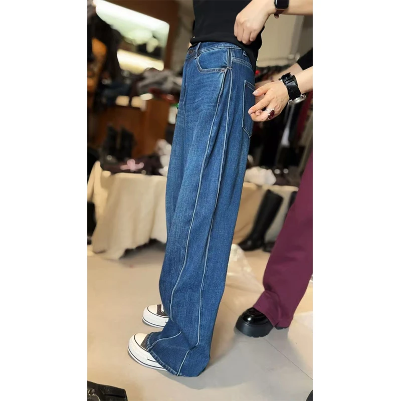 JING2025冬季新96018高腰加绒牛仔裤女裤时尚休闲裤直筒长裤