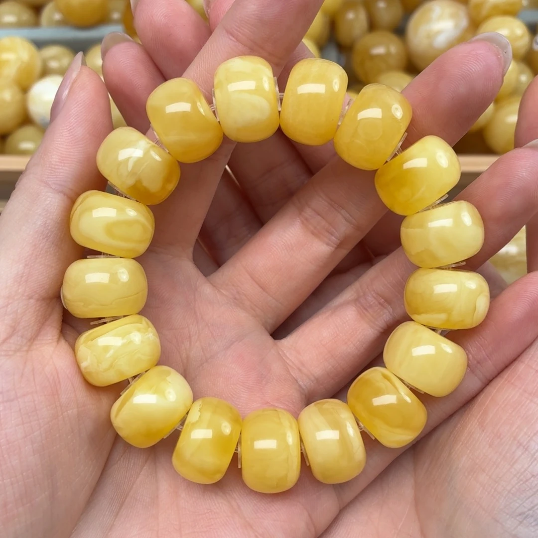 未镶嵌蜜蜡裸石蜜蜡墩子手串15+