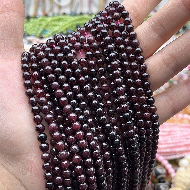 玛瑙/玉髓珠宝半成品未镶嵌一条5mm左右石榴石珠