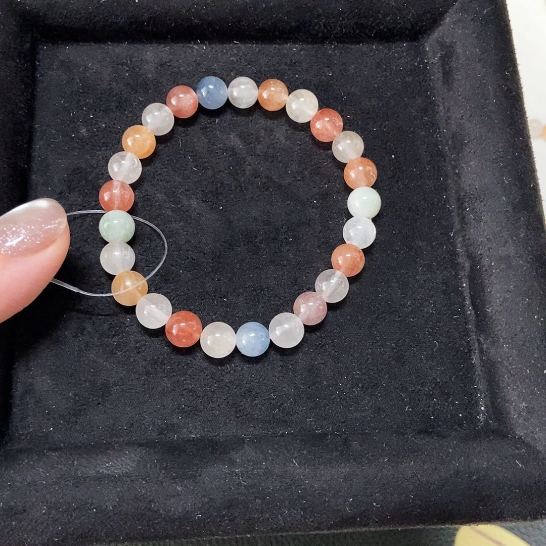 未镶嵌手链水晶拉丝彩兔毛7 mm