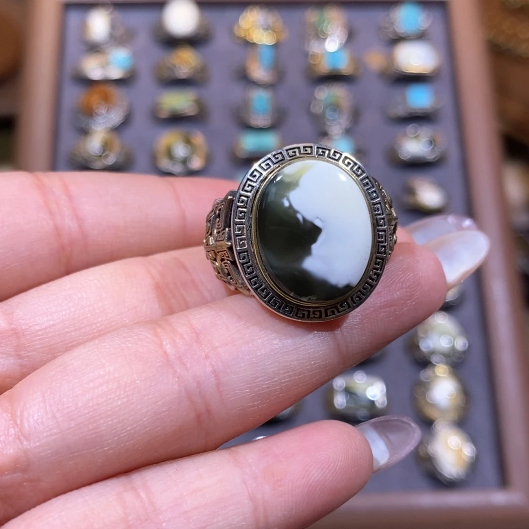 琥珀戒指银S925镶嵌我***～戒指