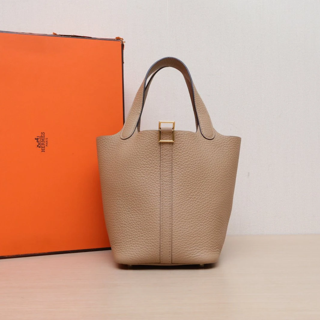 99新 Hermes/爱马仕 小花柳 18 菜篮子 玛萨拉茶 TC皮 U刻 包