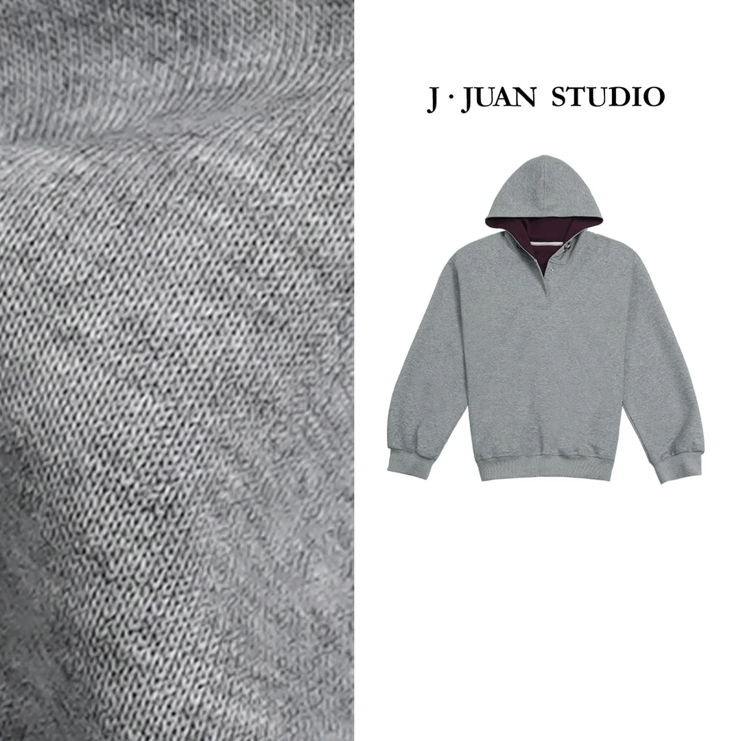 【J.Juan】心头爱-秋季双面双色连帽卫衣高个子女装重磅厚款绒衫