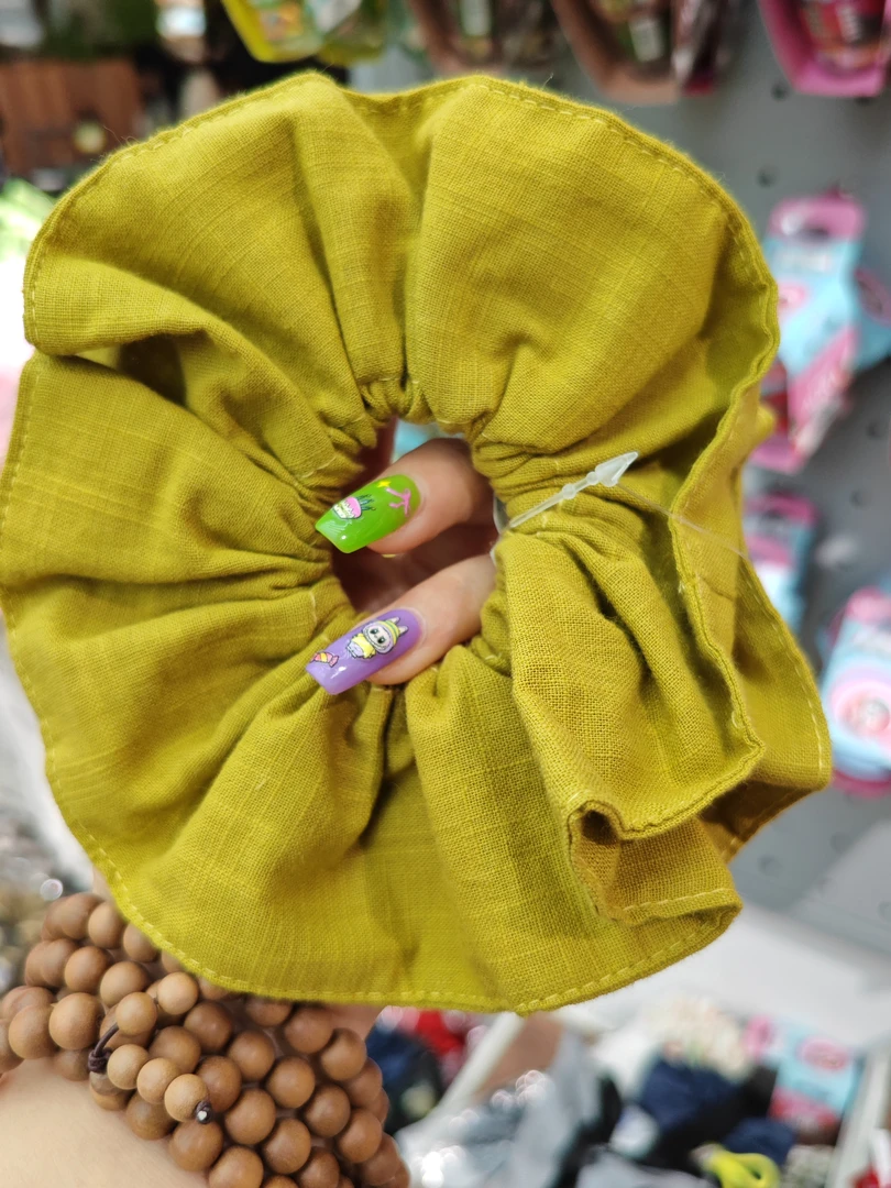 发圈姜黄色棉麻轻奢可爱百搭