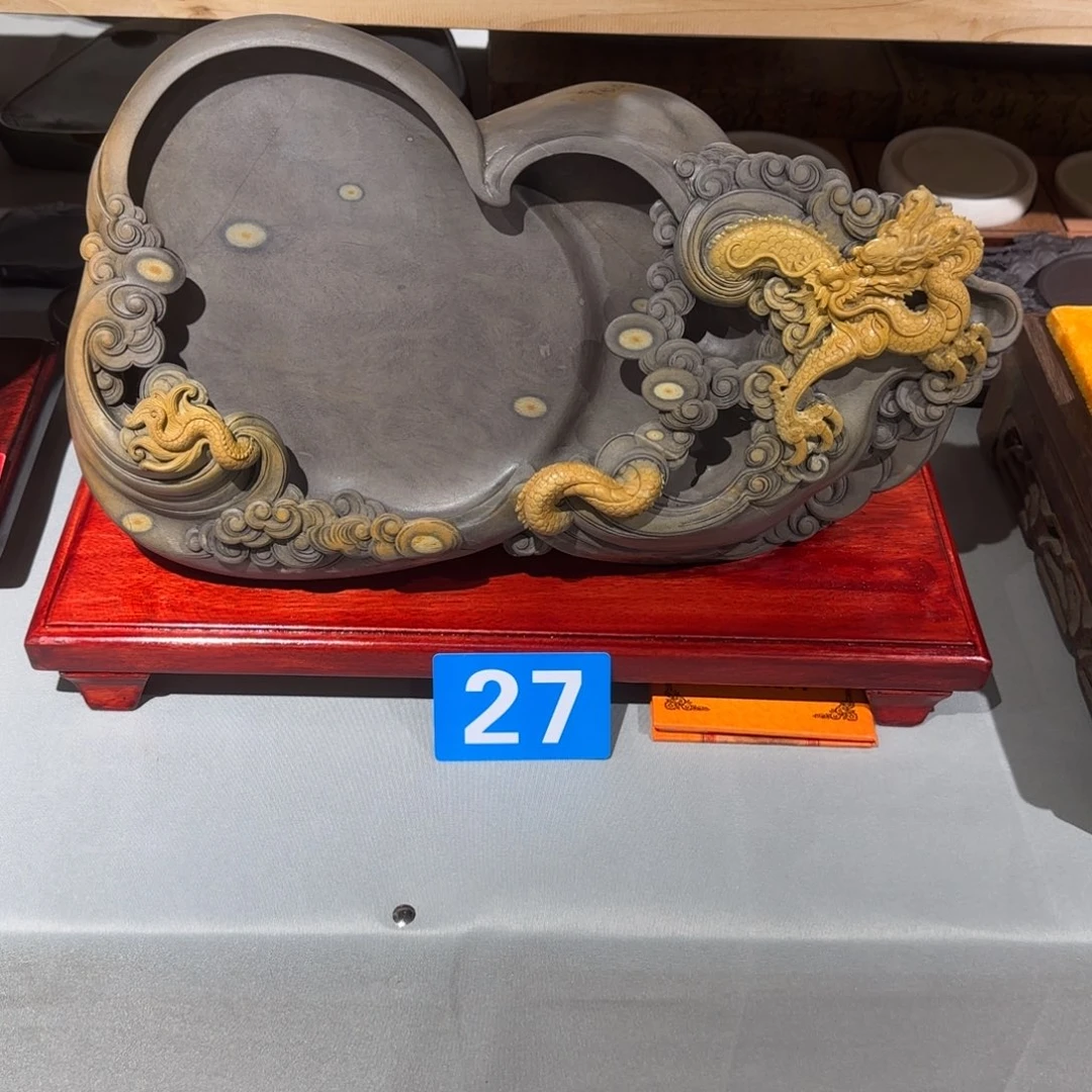 都***鱼广东肇庆端砚梅花坑砚台摆件