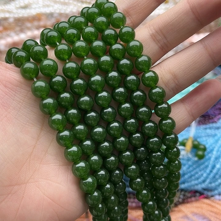 玛瑙/玉髓珠宝半成品未镶嵌一条8mm左右碧玉