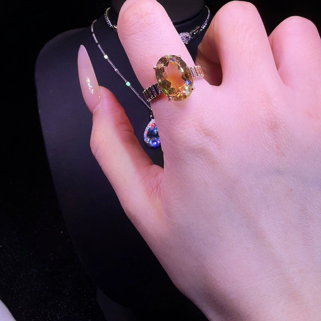 戒指银S925镶嵌水晶