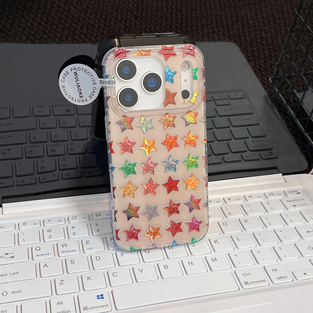 磁吸双层彩色星星一体ai拍照按键适用苹果iPhone17promax手机壳