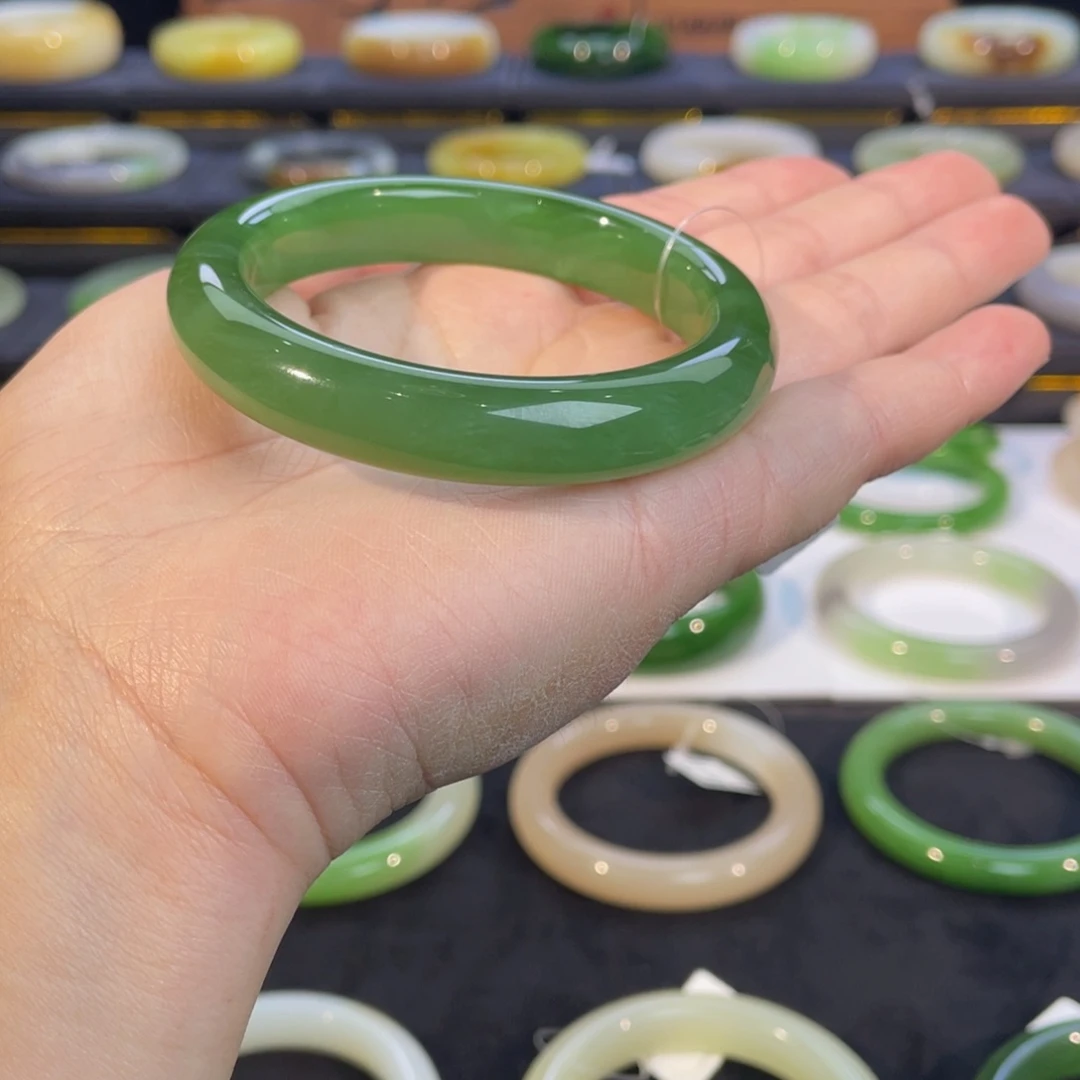 未镶嵌手镯和田玉碧玉猫眼手镯55