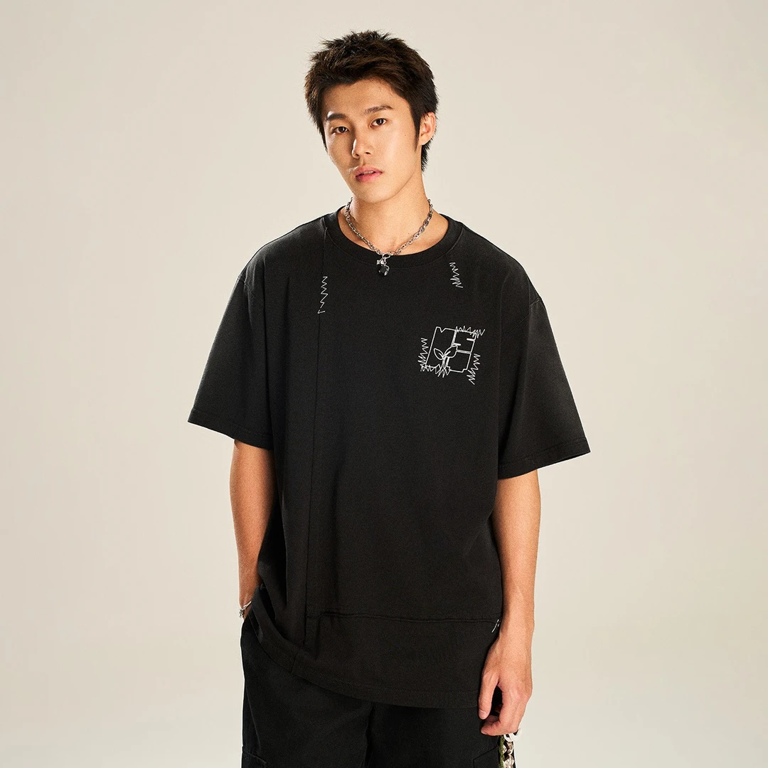 NSTNEW START发芽计划做旧结构基础宽松休闲短袖T恤美式半袖上衣