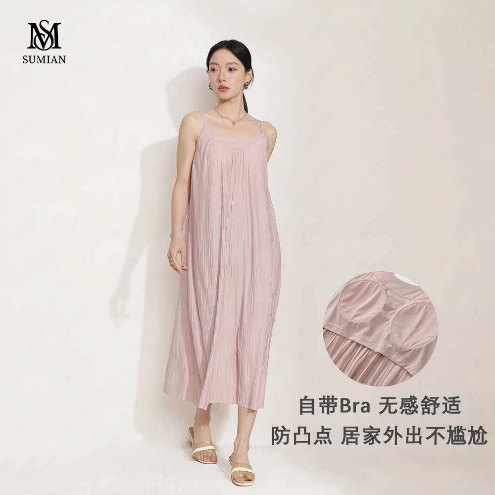 夏季法式睡裙女款爆款2025新款吊带裙露背自带胸垫睡衣可外穿