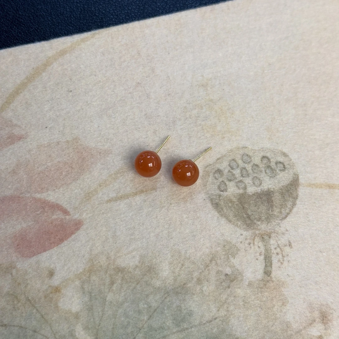 宋雅天然南红玛瑙时尚百搭款耳饰（多样性发其一）