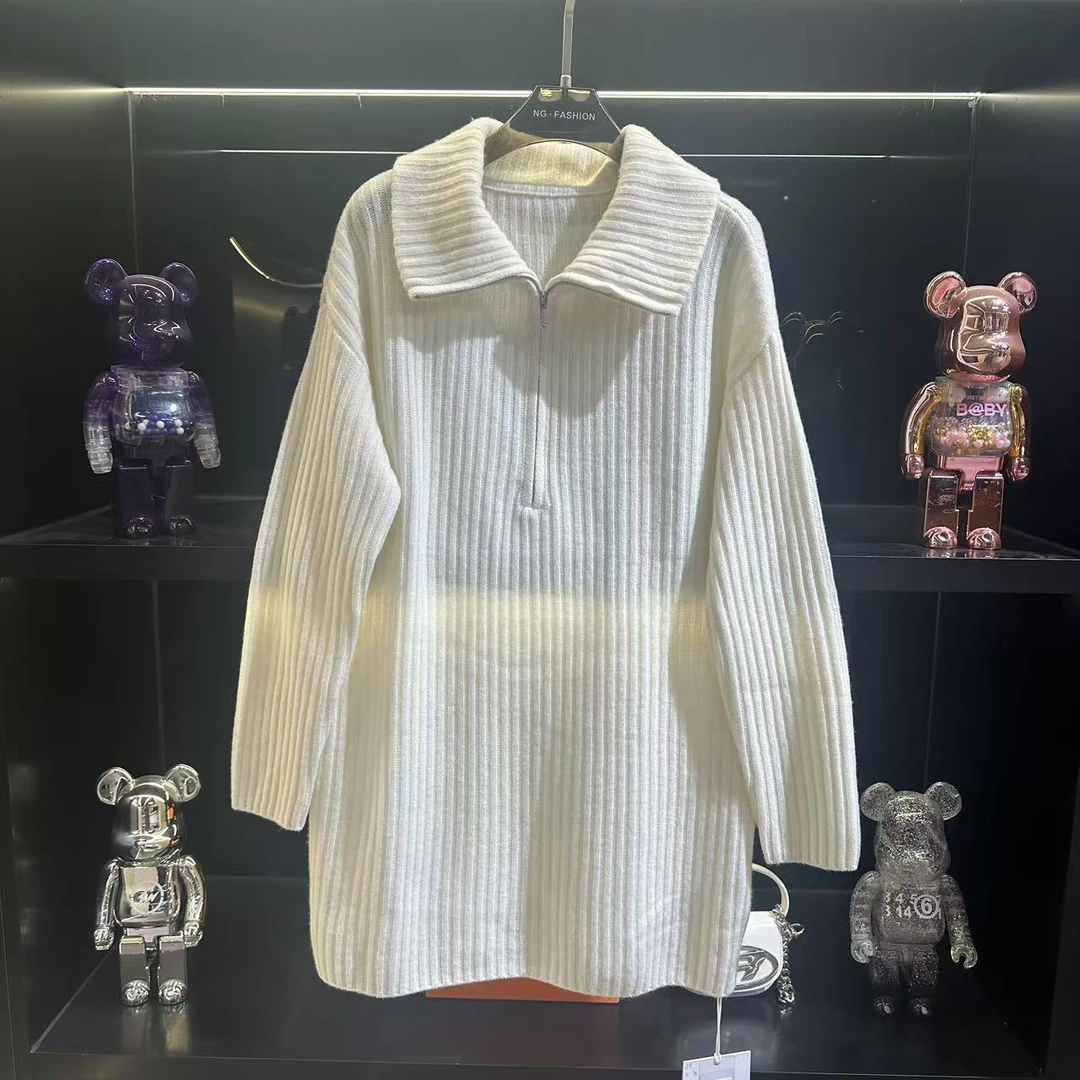 【DAXIU轻奢】秋冬纯色百搭衬衫领羊毛针织衫-2987