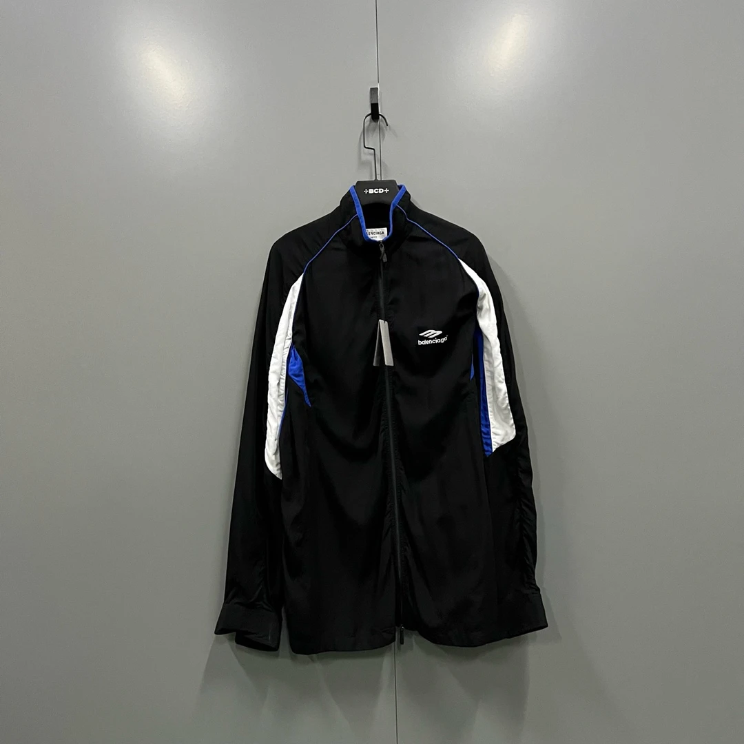 95新 Balenciaga/巴黎世家 （c4）黑蓝logo外套 2码/007024