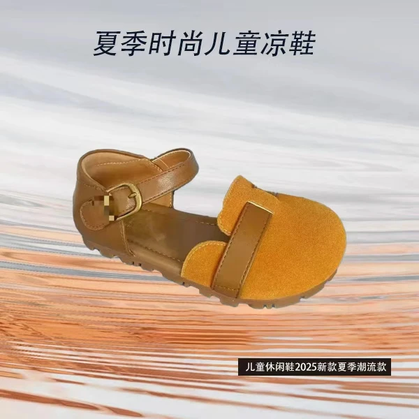 {TA}家夏季新款儿童女童时尚软底亲肤包头质感复古女宝博肯凉鞋