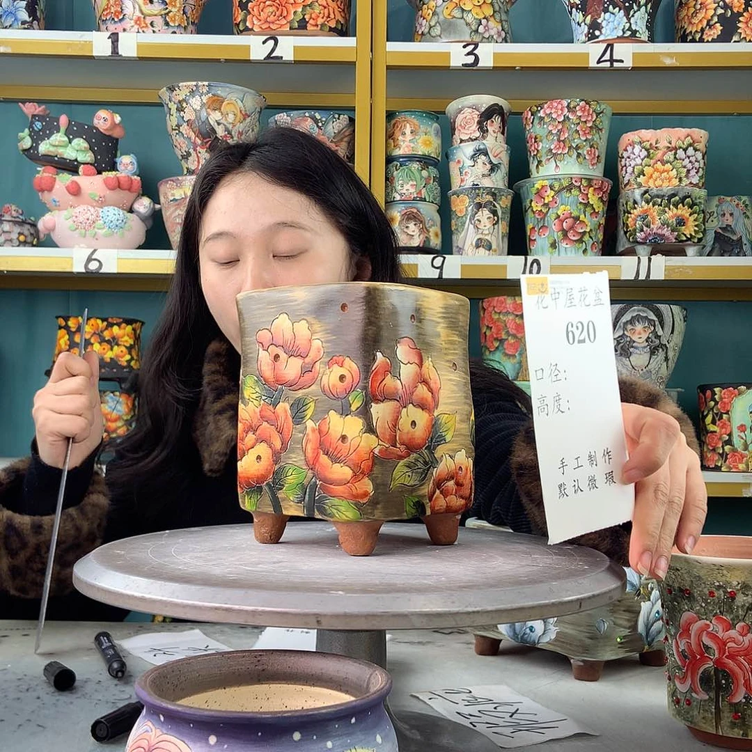 小****陶景德镇手工花盆620