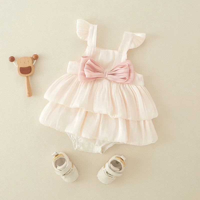 婴儿夏季吊带包屁裙女宝宝甜美公主蛋糕裙洋气周岁百天宴礼服