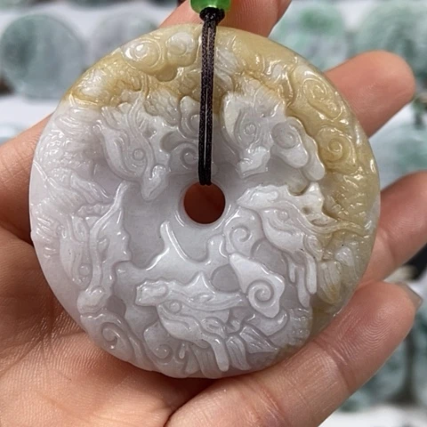 翡翠颈饰未镶嵌九龙扣两面工福利