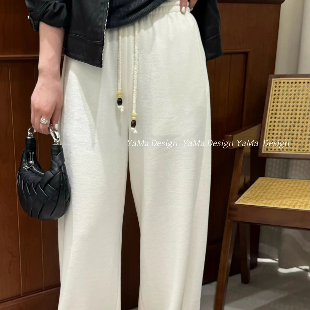 软糯纯棉松紧腰高腰直筒女士休闲裤6006阔腿裤