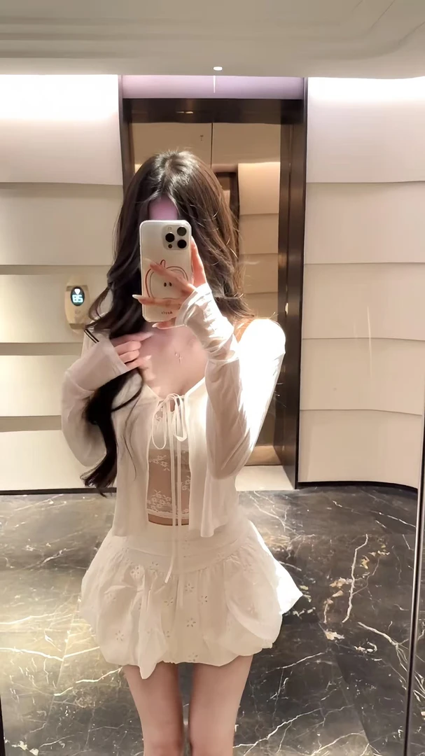 防晒开衫蕾丝内搭吊带花苞裙套装女夏季纯欲风辣妹半身短裙三件套