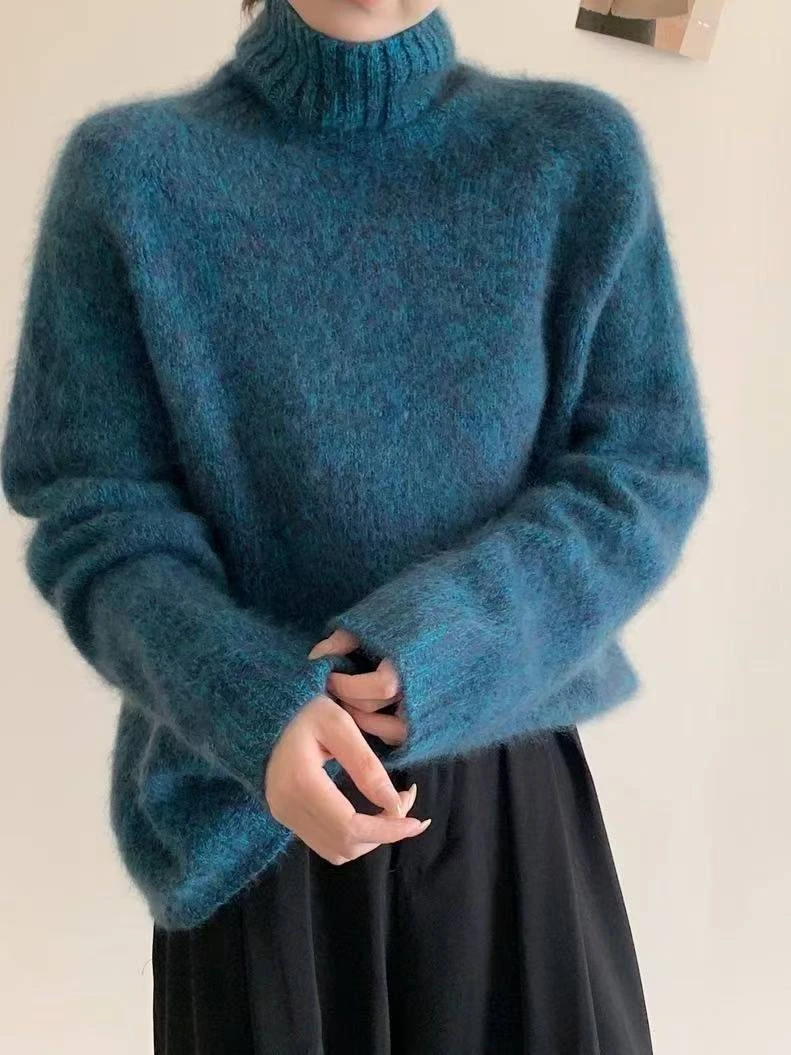 【201-300】秋冬时尚百搭宽松新款半高领羊绒羊毛针织衫