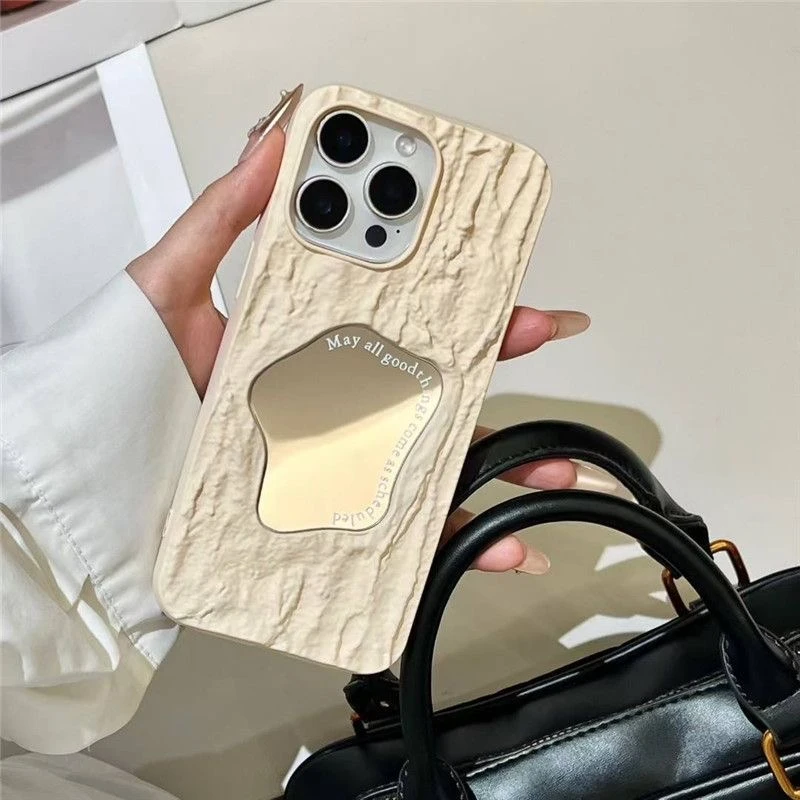 夏日高级纯色异形镜子适用苹果16手机壳iphone15promax全包14女13