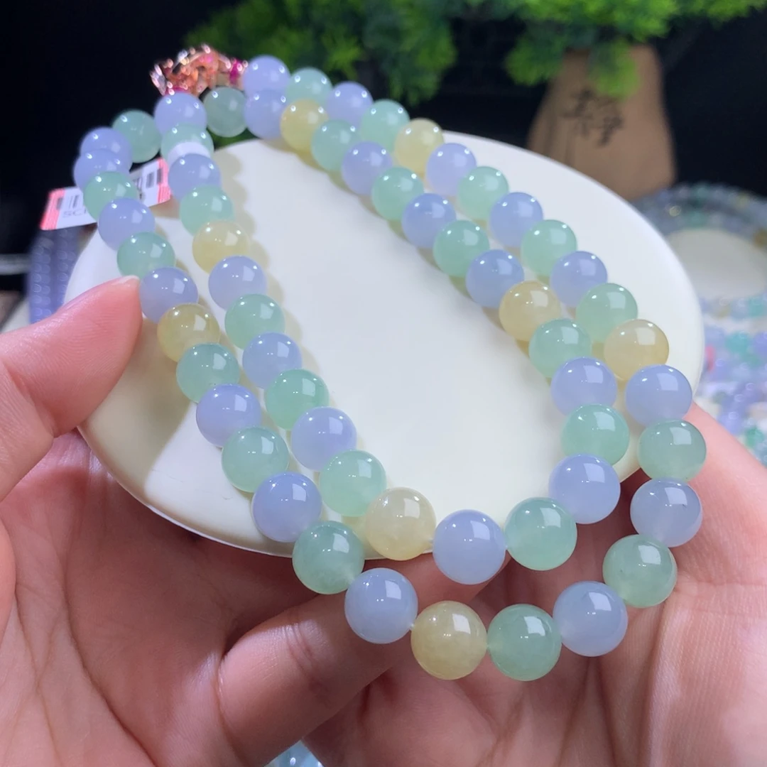 未镶嵌手串翡翠冰胶彩色项链卡10