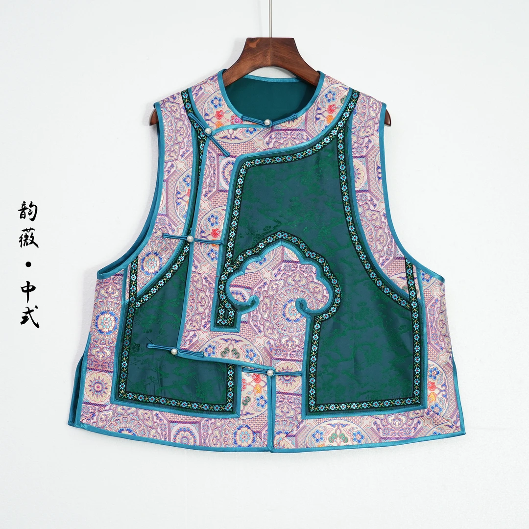 女士上衣中国风传统国风中式琵琶襟手工如意头复古马甲