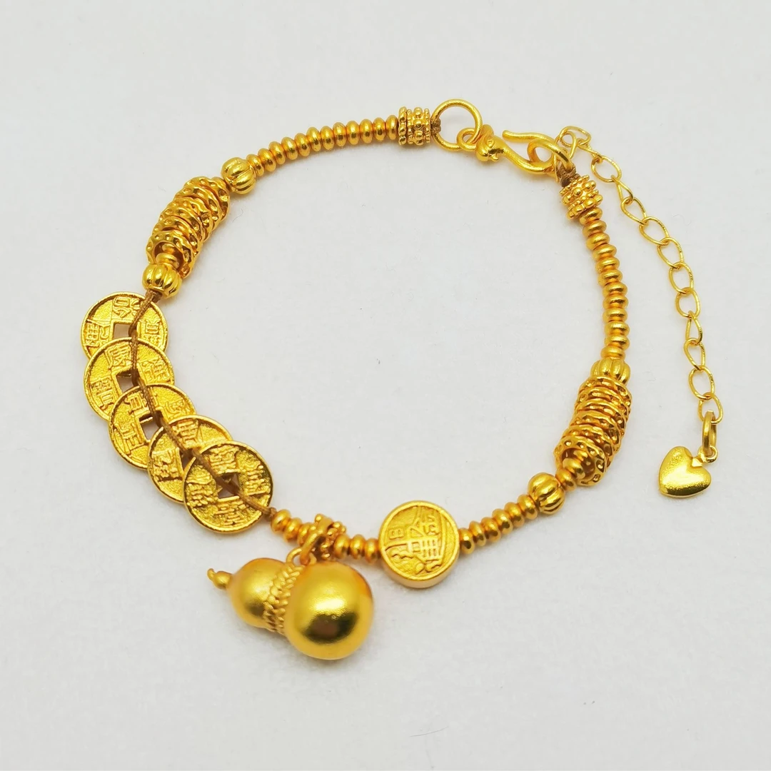 蒂珀尔 铜合金手链 古法五帝币盘缠小葫芦手链新中式轻奢如意手饰