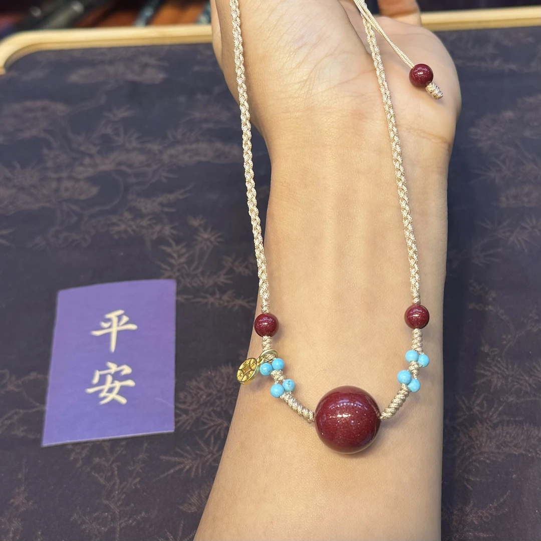 含辰砂工艺品356512 HN 紫金砂珠转运来锁骨链