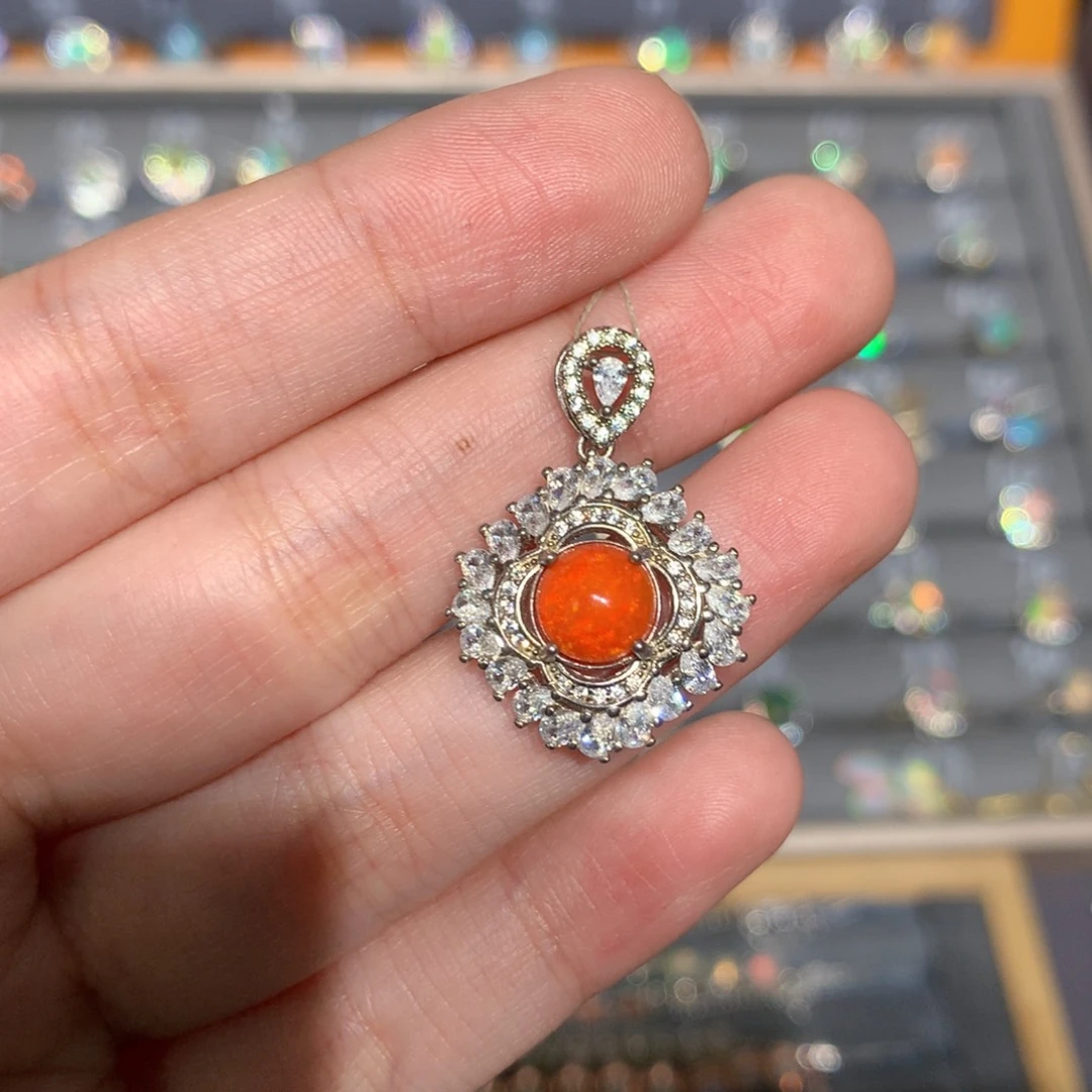 银S925镶嵌欧泊欧泊吊坠y