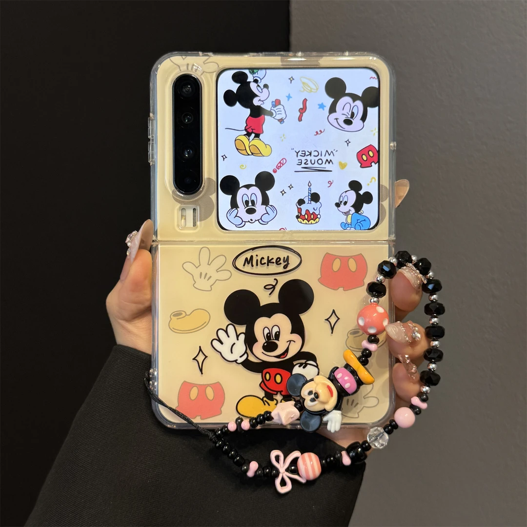 适用华为purax典藏版折叠屏手机壳pocket2黄色分散招手米奇链条女