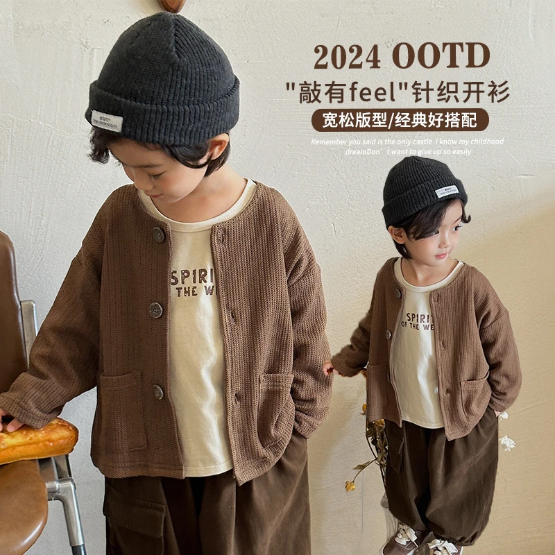 《秋上新》~韩复古儿童针织外套新款LW167男女童百搭外套