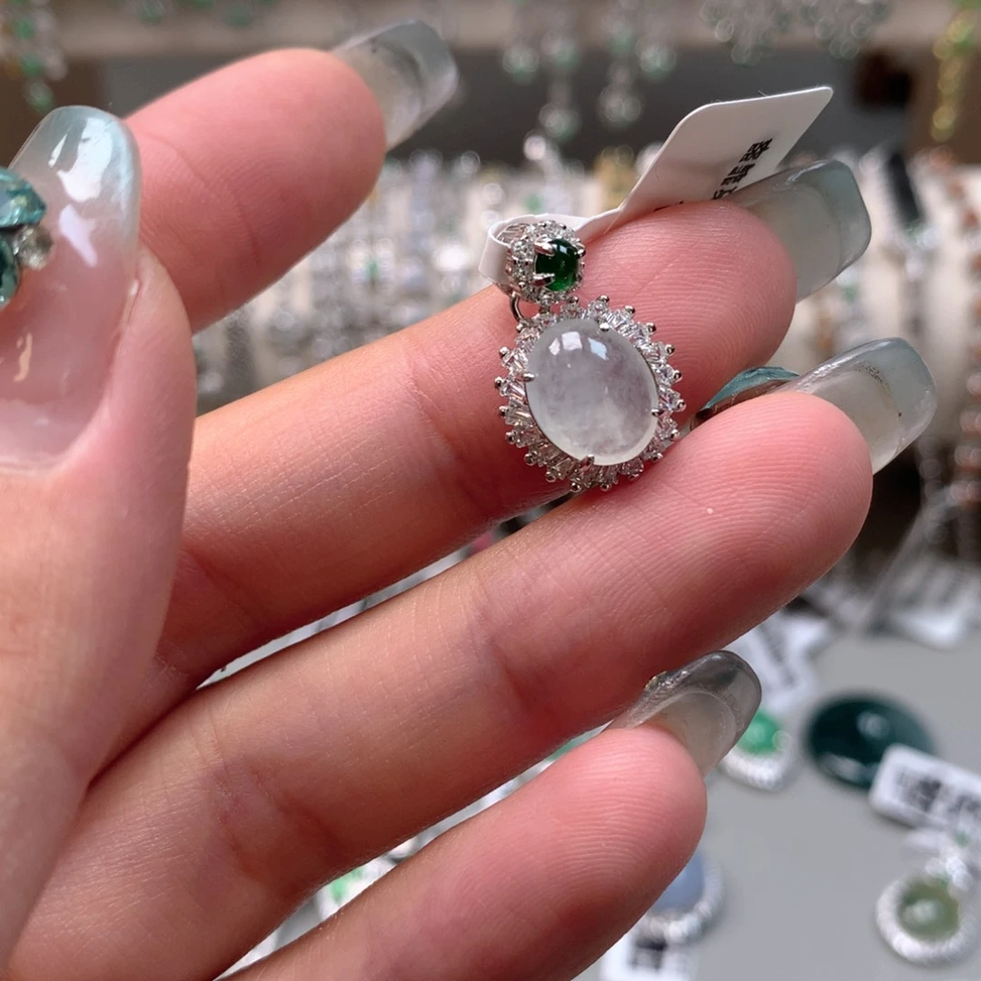 翡翠银S925镶嵌吊坠(不含链)吊坠