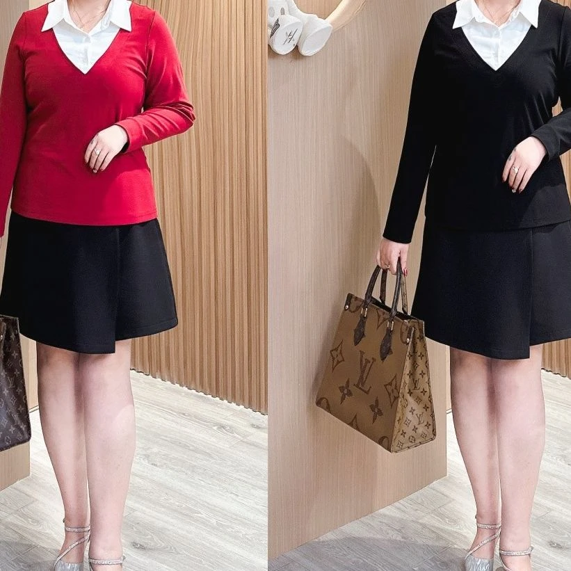 【梅姐定制】MJ9099秋季新款时尚百搭女士假两件长袖上衣