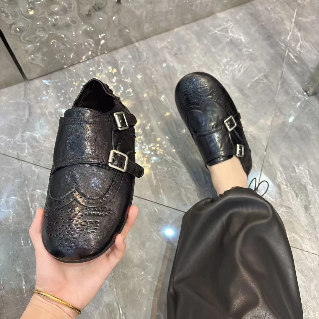 早春新款乐福鞋舒适时尚百搭黑色软底春季潮流潮鞋女士休闲包头