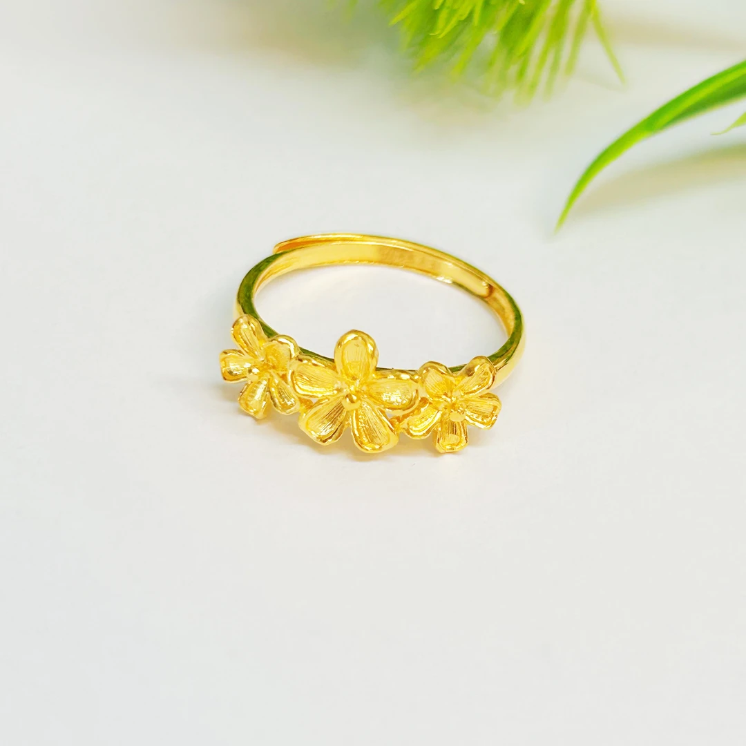 【富远黄金】足金精品三生花活口戒指FYHJ01051958