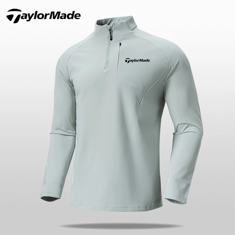 Taylormade泰勒梅高尔夫秋冬半拉链薄绒长袖T恤男士休闲运动上衣